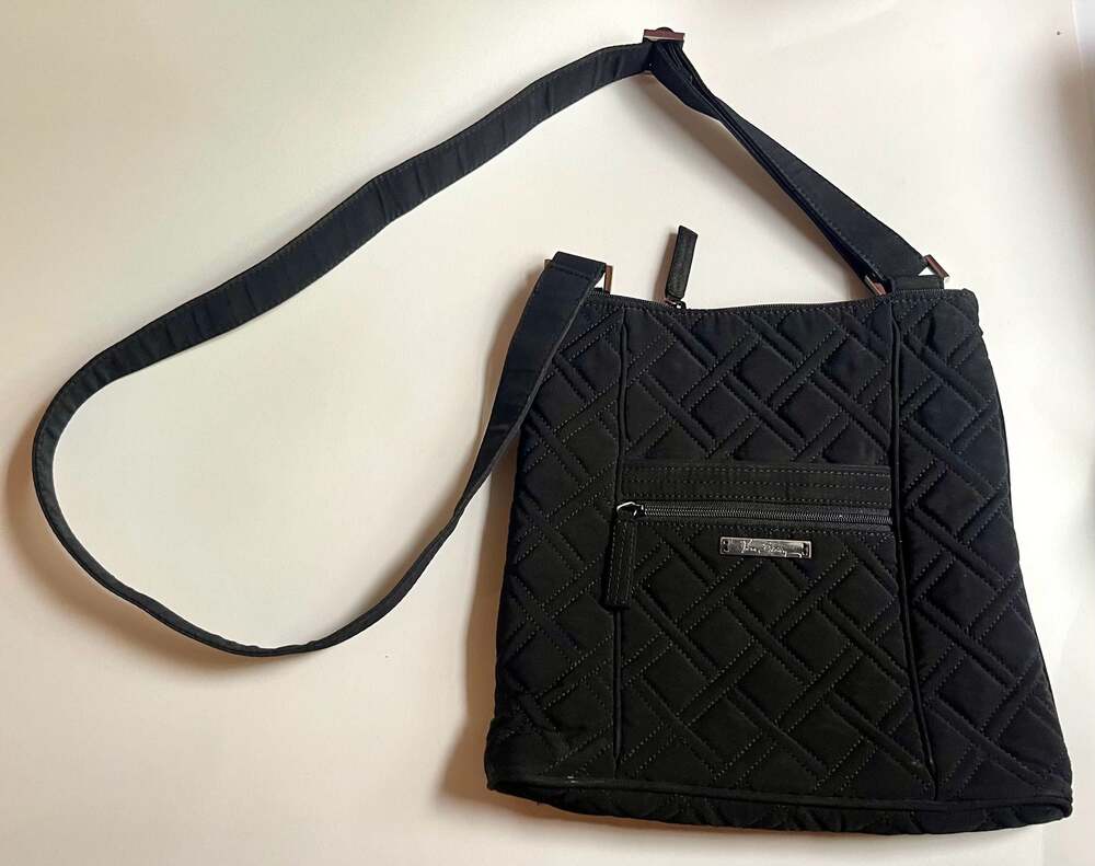 Vera Bradley Black Quilted Performance Twill Hipster Crossbody Bag